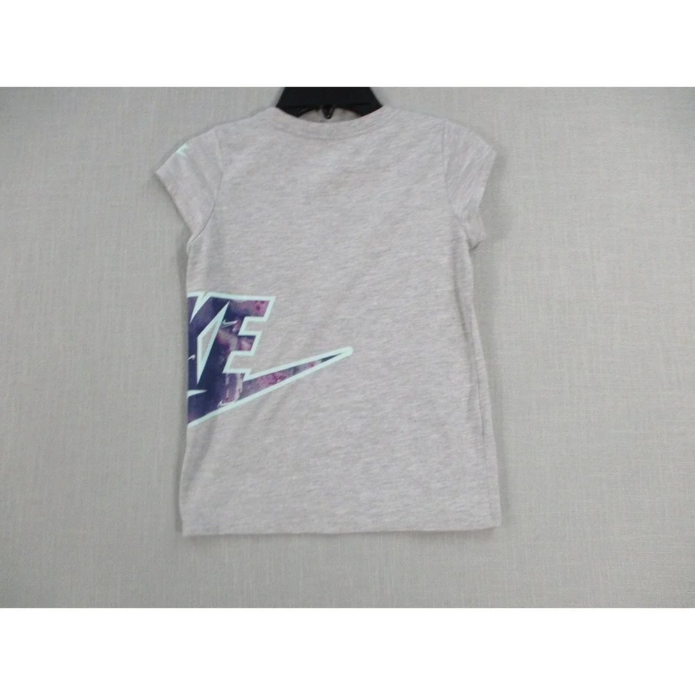 Nike Girls Muscle Tee Grey Watercolor Graphic Logo Sleeveless Shirt Size 6X 0644